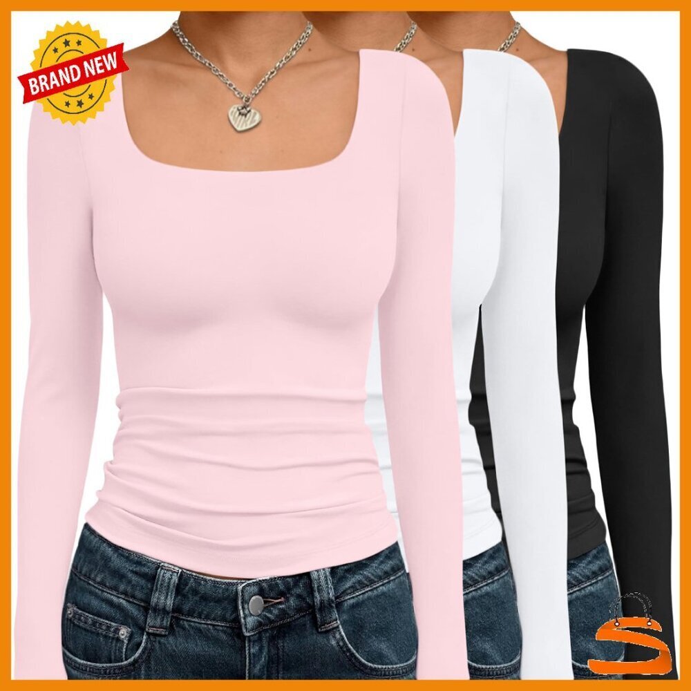 Long Sleeve Crop Top Slim Fit Y2K Basic Layer Fall Fashion